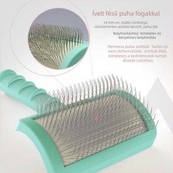 Ginpaz Kutyáknak készült puha tűkkel ellátott fésű a csomók szétfésüléséért és a laza szőr eltávolításáért