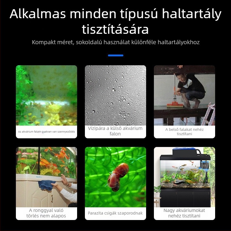 Mini mágneses akváriumi üveg algatisztító szivaccsal