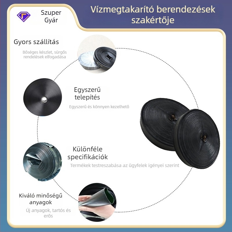 Gyümölcs- és zöldségtermesztés öntözőöv spriccelővel, főcső 1 hüvelykk és 2 hüvelyk, 5- és 7 lyukas mikropermetező szalag
