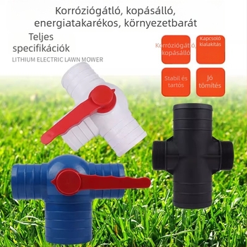 Mezőgazdasági mikropermetezőcső, sokfunkciós háromutas szeleppel és 2–4 hüvelykes öntözőcső-csatlakozókkal