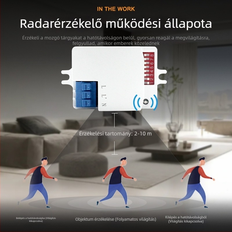 Mikrohullámú radar szenzor modul, 220V, fényérzékelővel