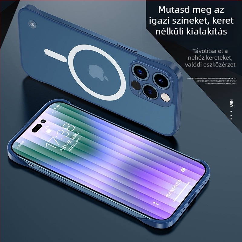 iPhone 17 Pro keret nélküli tok, vékony és könnyű, ütésálló, MagSafe és vezeték nélküli töltés