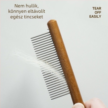 Fából készült háziállat-ápoló fésű finom fogakkal, bolhaellenes fésű macskáknak és kutyáknak, szőrtakarítás és ápolás