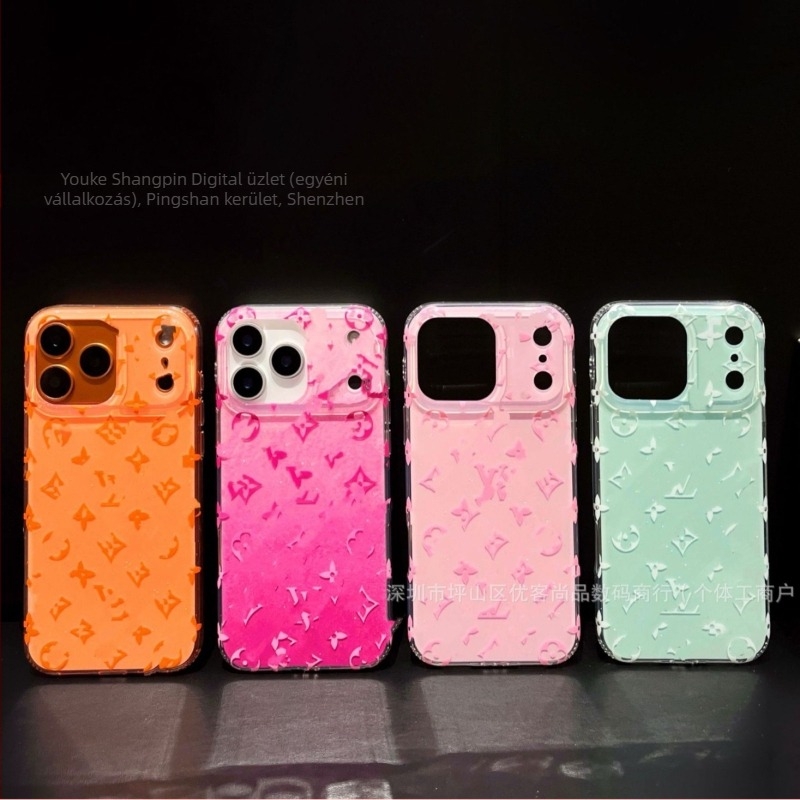 Minimalista iPhone 17 tok Xingyu narancs színben, presbiopia-ihletésű, gradient ragyogó glitterrel és dombornyomott felülettel
