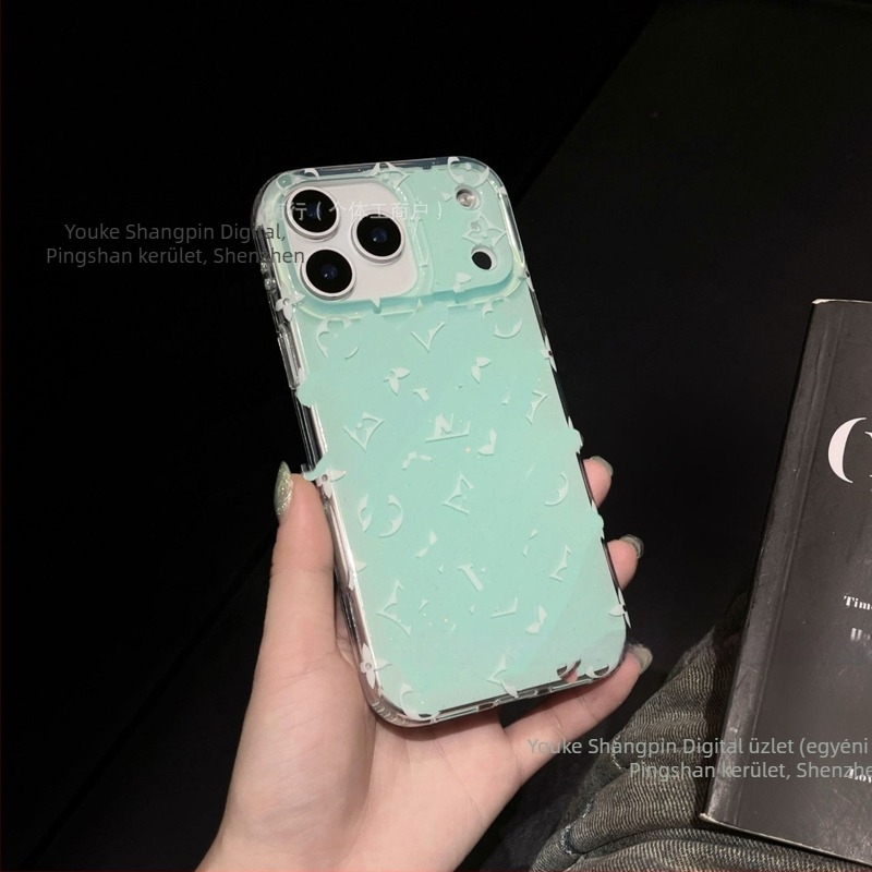 Minimalista iPhone 17 tok Xingyu narancs színben, presbiopia-ihletésű, gradient ragyogó glitterrel és dombornyomott felülettel