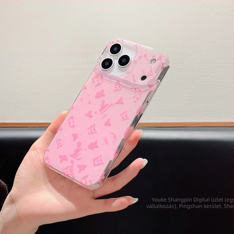 Minimalista iPhone 17 tok Xingyu narancs színben, presbiopia-ihletésű, gradient ragyogó glitterrel és dombornyomott felülettel