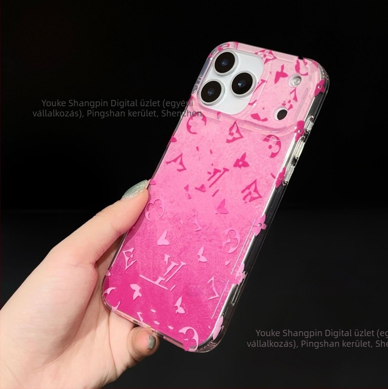 Minimalista iPhone 17 tok Xingyu narancs színben, presbiopia-ihletésű, gradient ragyogó glitterrel és dombornyomott felülettel