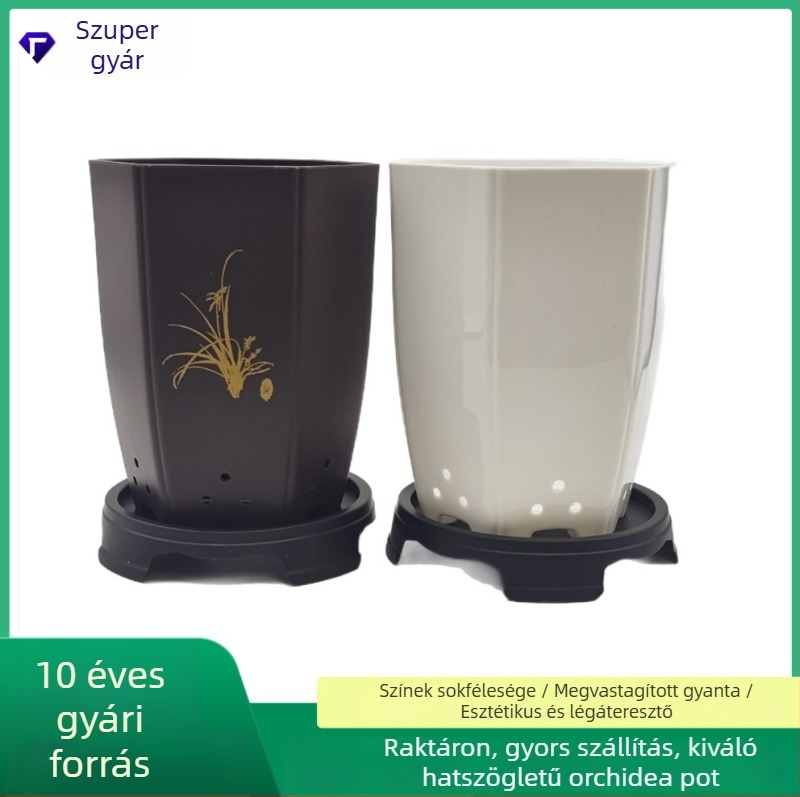 Orchidea cserép tálcával, nyomtatott mintával, imitált lila agyag, vastagított kialakítás, Ink Orchid és Clivia számára, kínai klasszikus otthoni dekoráció