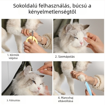 Macska fürdető táska, kisállat-grooming függőágy, körömvágás, karmolás és harapás elleni rögzített függőágy