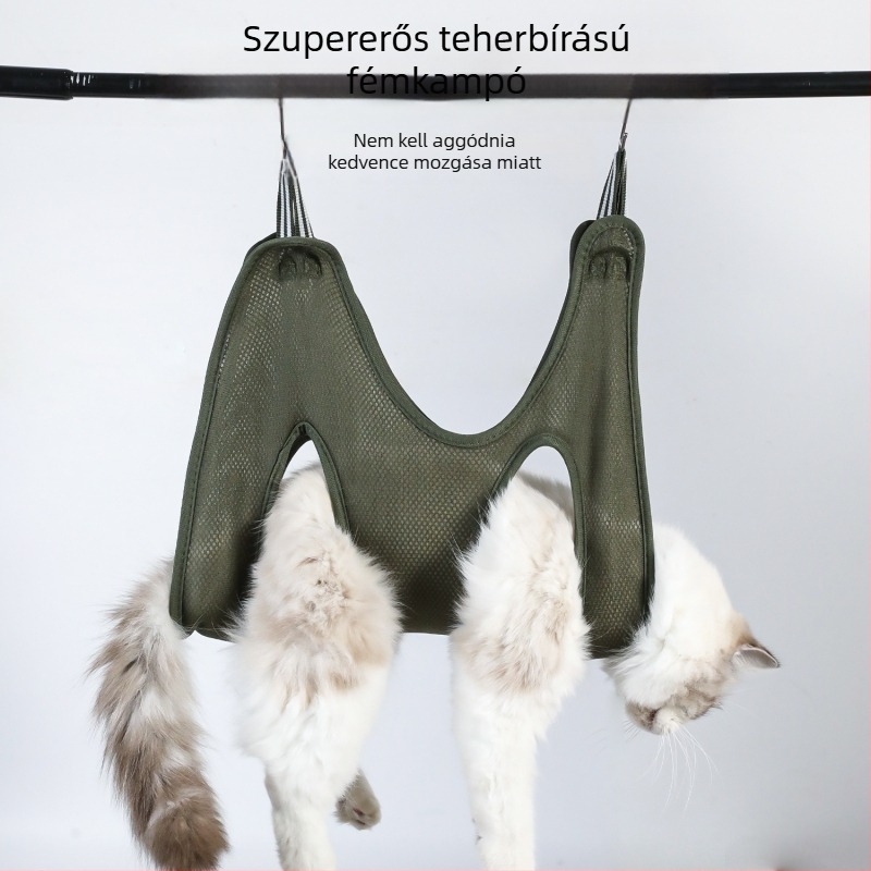 Macska fürdető táska, kisállat-grooming függőágy, körömvágás, karmolás és harapás elleni rögzített függőágy