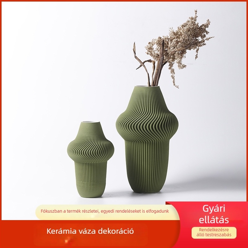 3D-nyomtatott porcelán váza – minimalistikus modern asztali dekoráció