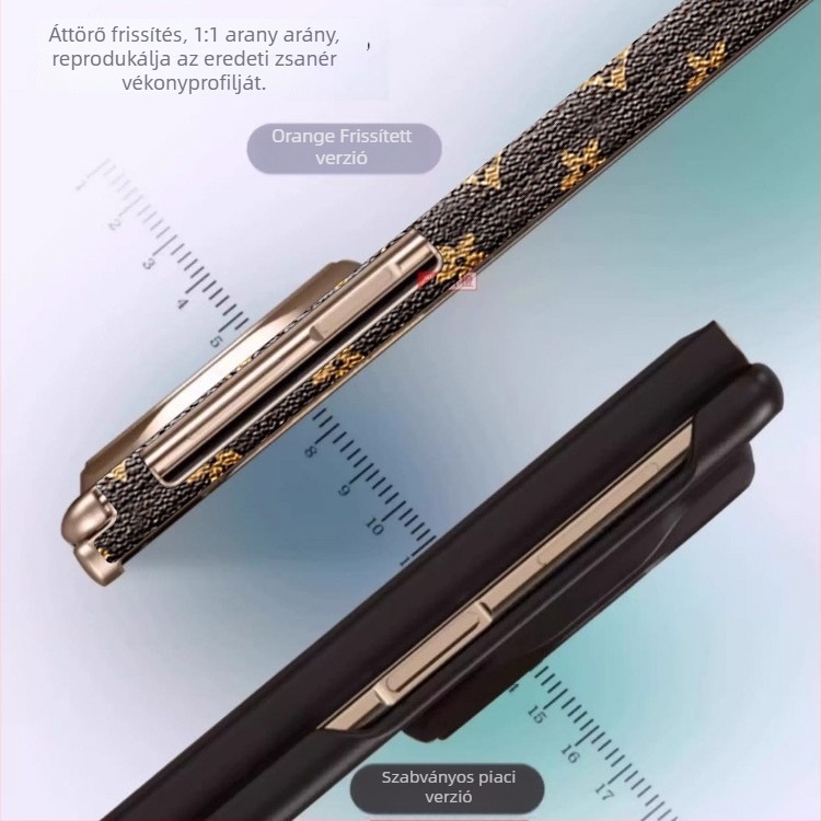 Huawei Mate Xs telefonhoz való védőtok, bőr, elektroplatinált felülettel, háromrészes hajtogatható kivitel, dupla tengely