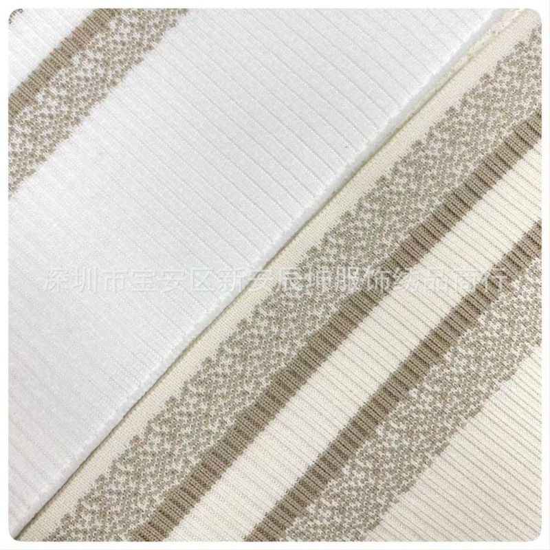 Bordázott kötött derékszalag, széles elasztikus jacquard szalag színblokkokkal