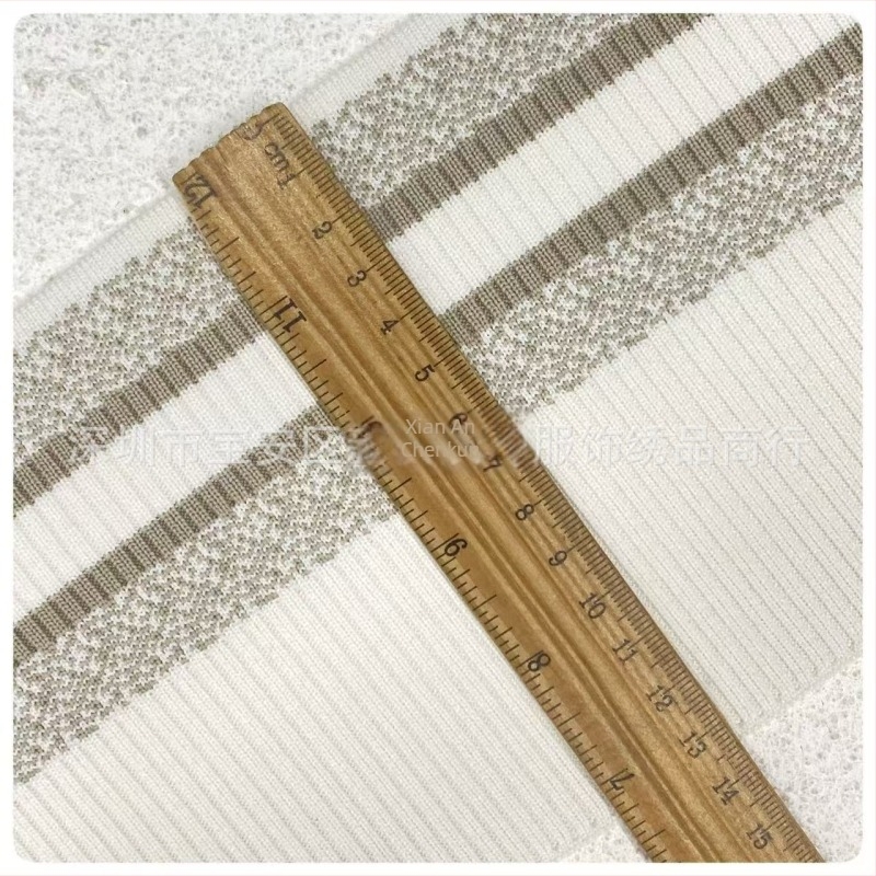 Bordázott kötött derékszalag, széles elasztikus jacquard szalag színblokkokkal
