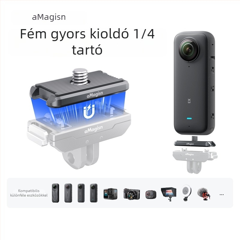 Amagisn Insta360 Hero12 fém gyorskioldó felsőfedél 1/4-es csavarral – akciókamera tartozék