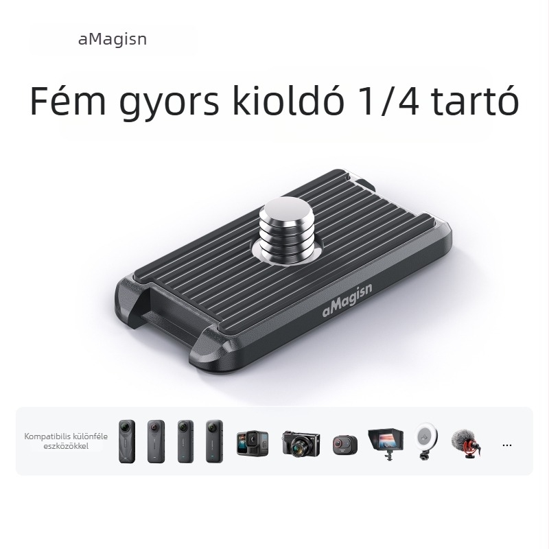 Amagisn Insta360 Hero12 fém gyorskioldó felsőfedél 1/4-es csavarral – akciókamera tartozék