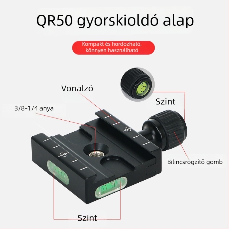 Univerzális gyorskioldó lemez tartó DSLR/Mirrorless kamera fejéhez