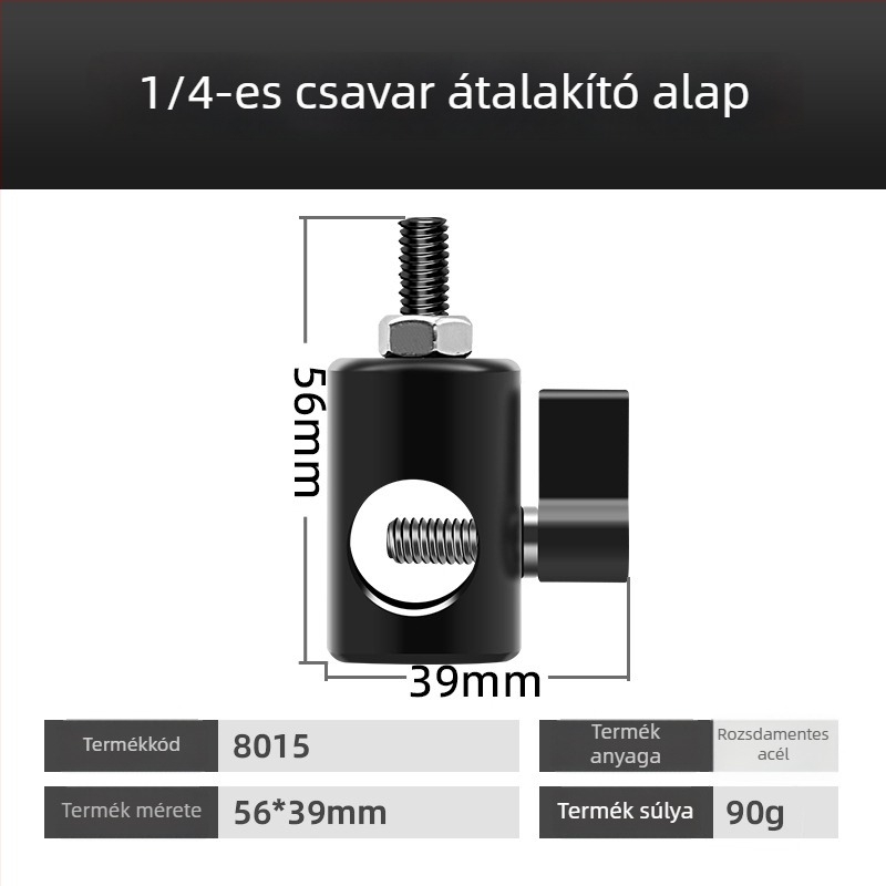Rozsdamentes acélból készült 1/4 hüvelykes állványadapter stúdióhoz és élő közvetítéshez, fej adapter a mirrorless kamerákhoz, 16 mm-es nyílás