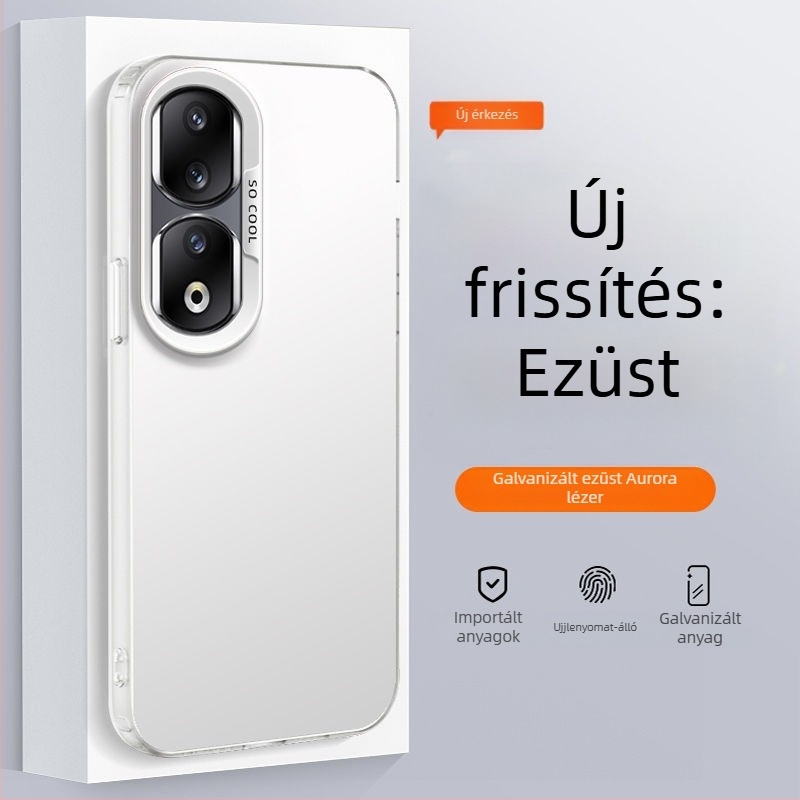 Honor 90 Pro REP-AN00 tok, matt felület, ütésálló kemény tok, ezüst színben