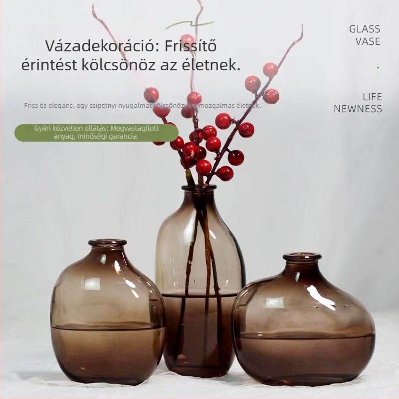 Egyedi üvegváz hidroponikus virágkompozíciókhoz, nagy dekoratív nappaliba szánt váza, száraz virágokhoz