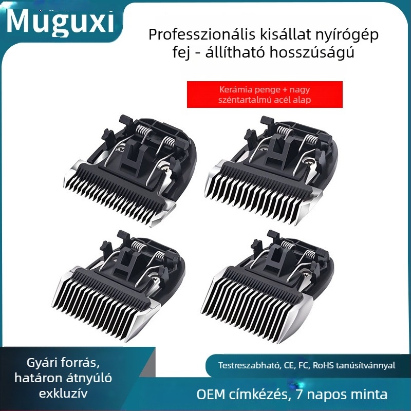 Elektromos kutya- és háziállat-trimmelő vastag pengével, professzionális cserélhető fej kutyáknak, 3 mm, 6 mm, 9 mm, 12 mm