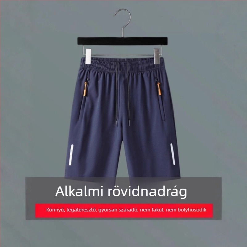 Nyári férfi rövidnadrág ice silk anyagból, gyorsan száradó, lélegző, sportos‑szabadidős stílus a strandra