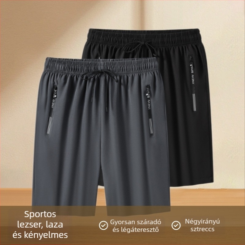 Férfi capri rövidnadrág nyárra, gyorsan száradó, négy irányú elasztikus anyag, Ice Silk