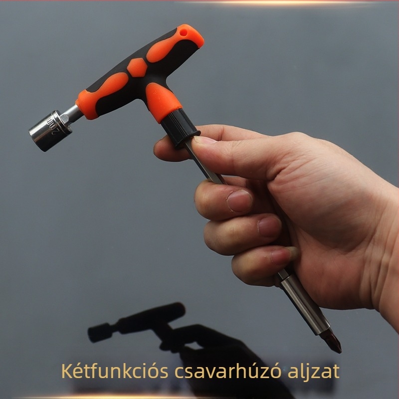 T-markolat hosszabbított csavarhúzó készlet: laposfejű, Philips, HEX és Torx bitekkel, háztartási használatra