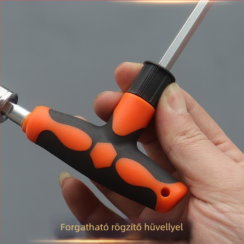 T-markolat hosszabbított csavarhúzó készlet: laposfejű, Philips, HEX és Torx bitekkel, háztartási használatra