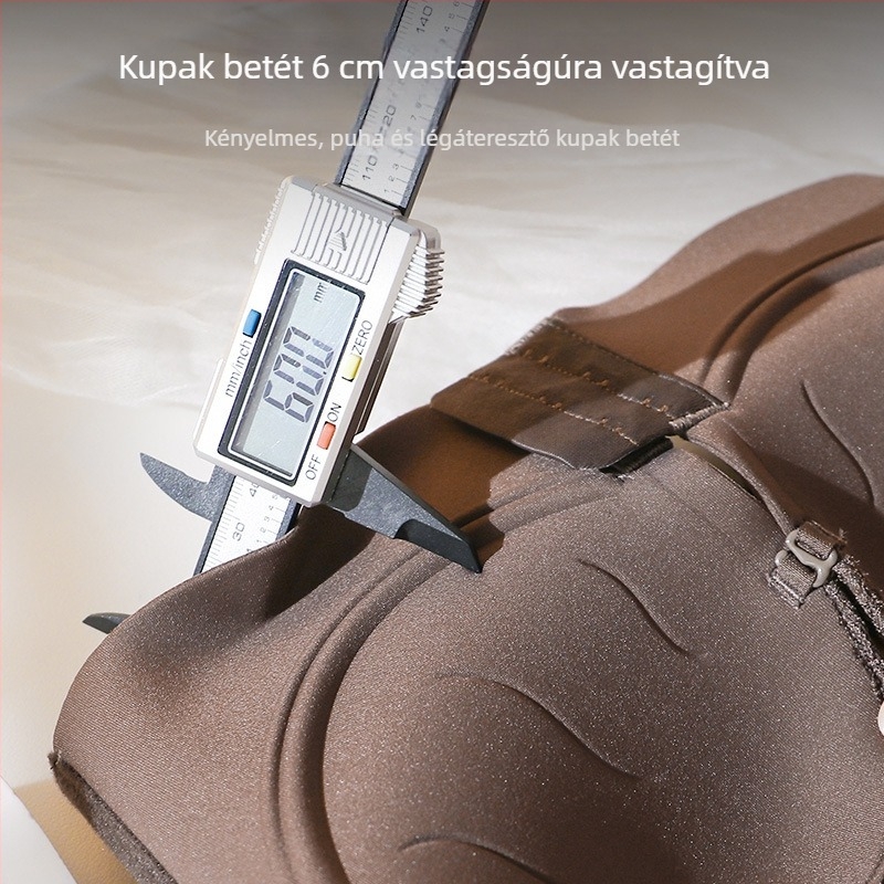 Pánt nélküli melltartó, 10 cm vast csészékkel, csúszásmentes, push-up kis mellekhez, elöl záródó, rejtett hátsó rész