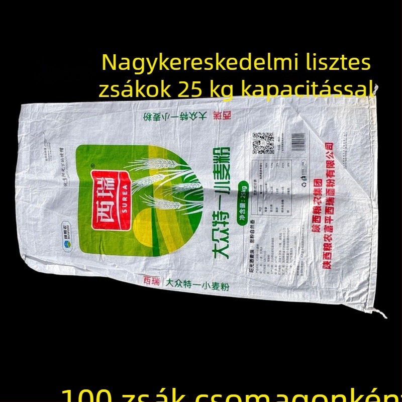 25 kg-os tömörített műanyag fonott zsákok építési hulladékhoz, pormentesítésre és liszthez - 100 darabos csomag