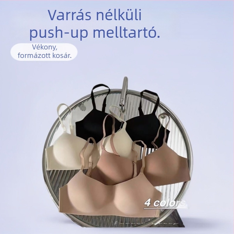 Sima varrás nélküli, egy darabból álló melltartó kis méretű mellekhez, gyengéd push-up, anti-sag támogatás, kényelmes és lélegző