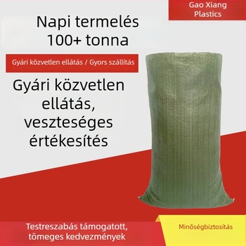Zöld PP kompozit szövött zsák költöztetéshez és csomagoláshoz, vízálló zsák áradásokra és homokra, műanyag zsák kígyóbőr mintával, szabványos méretek 60×100, 55×85, 45×65, 90×125
