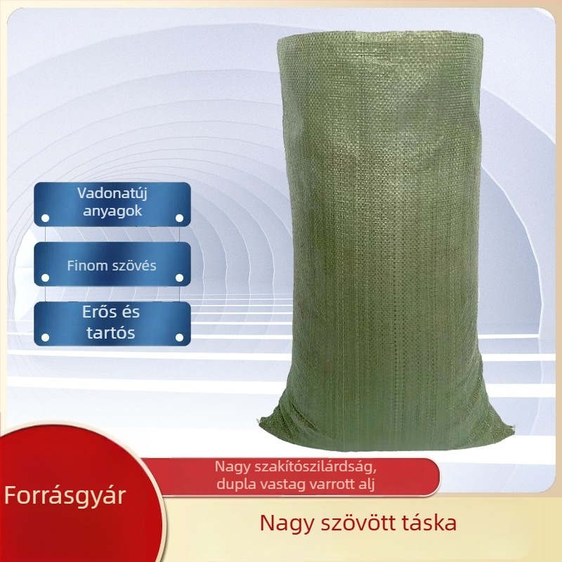 Zöld PP kompozit szövött zsák költöztetéshez és csomagoláshoz, vízálló zsák áradásokra és homokra, műanyag zsák kígyóbőr mintával, szabványos méretek 60×100, 55×85, 45×65, 90×125