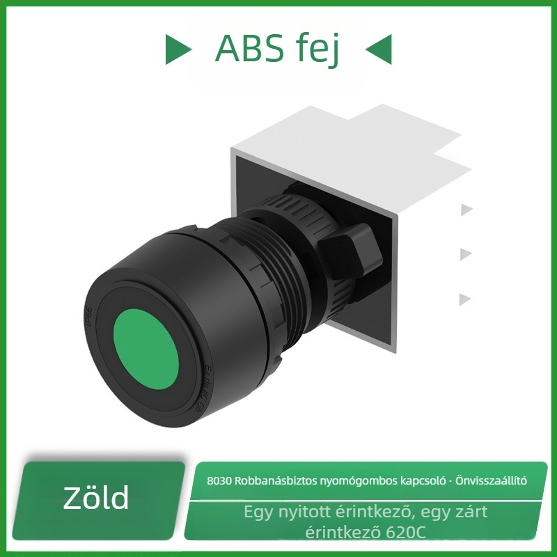 8030 Robbanásbiztos, korrózióálló vezérlőgomb, 30 mm, rozsdamentes acél, önvisszaállító, ipari kapcsoló