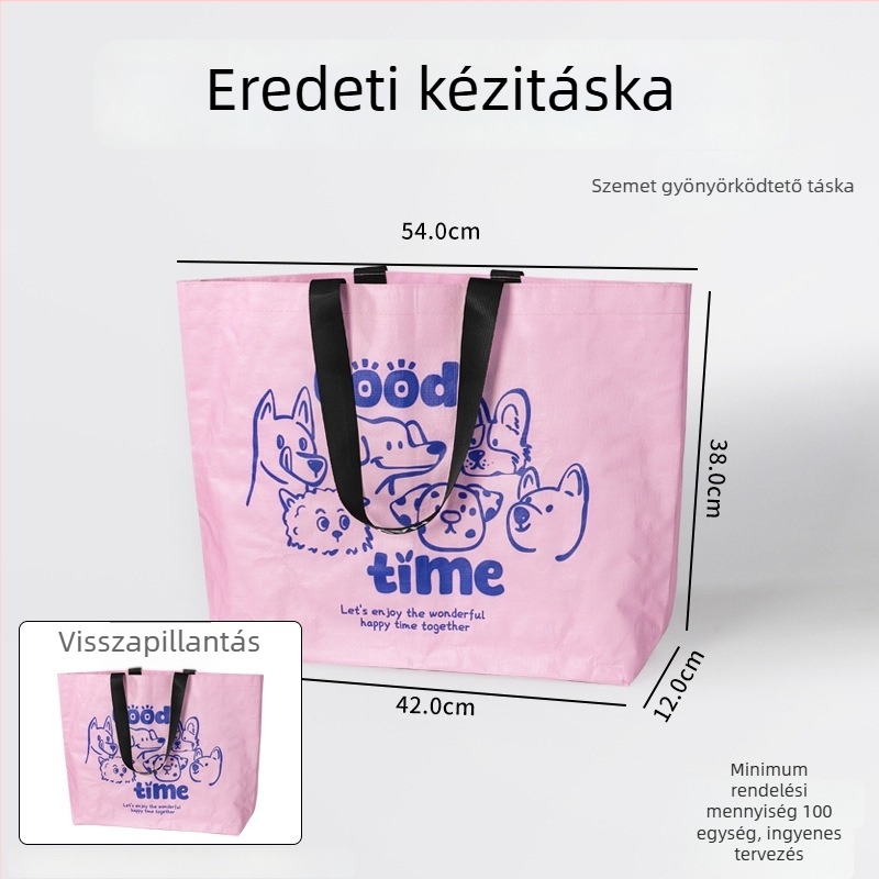 Laminált szövött táska, vízálló, kígyóbőrmintázat, környezetbarát kézitáska logóval