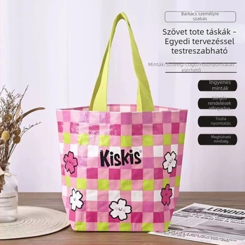 Hordozható szövött táska, nagy kapacitású, nyomtatott dizájnnal, laminált és vízálló, kígyóbőr mintázatú, testreszabható