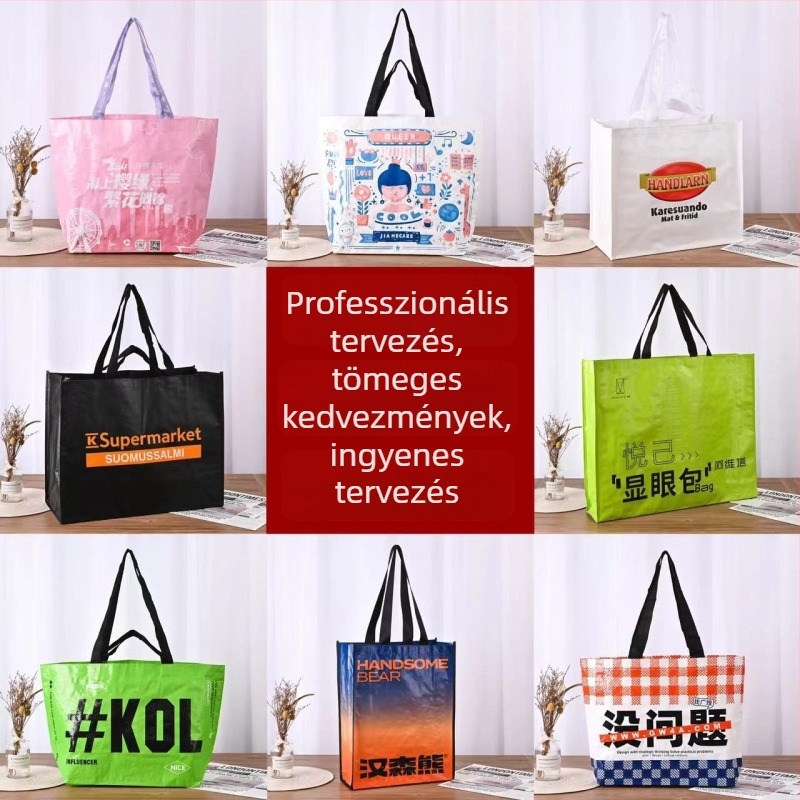 Hordozható szövött táska, nagy kapacitású, nyomtatott dizájnnal, laminált és vízálló, kígyóbőr mintázatú, testreszabható