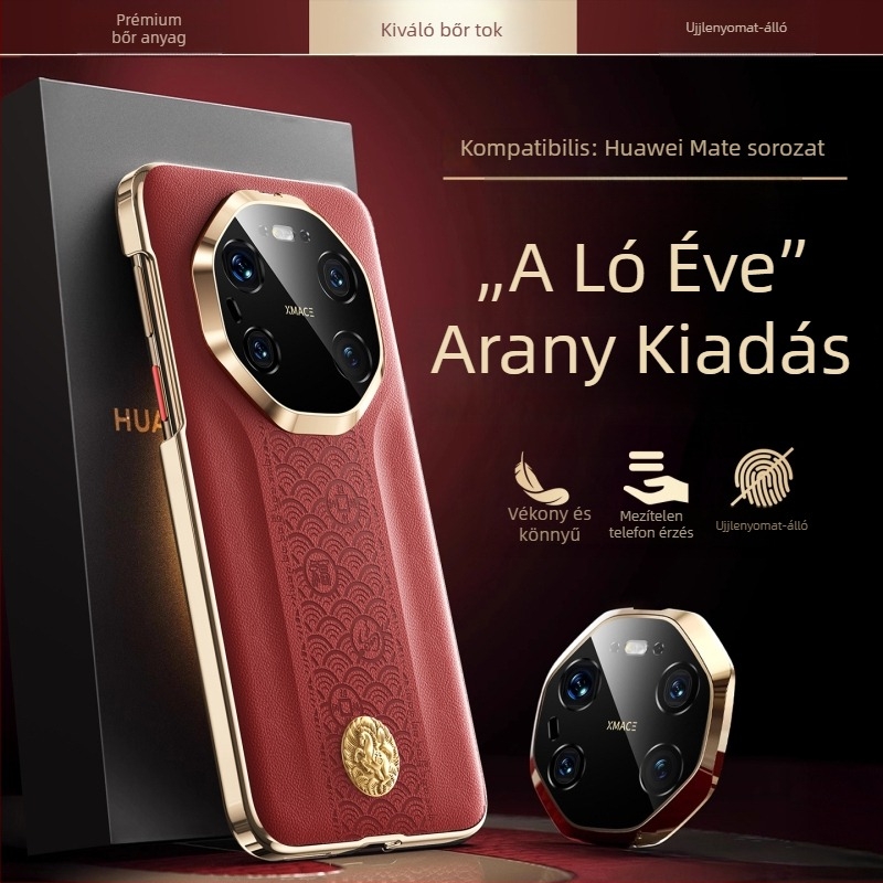 Huawei Mate80 Pro elektropácolt bőrtok, Újévi kiadás, M70Rs, prémium érzet, 60-as ütésvédelmi védelem