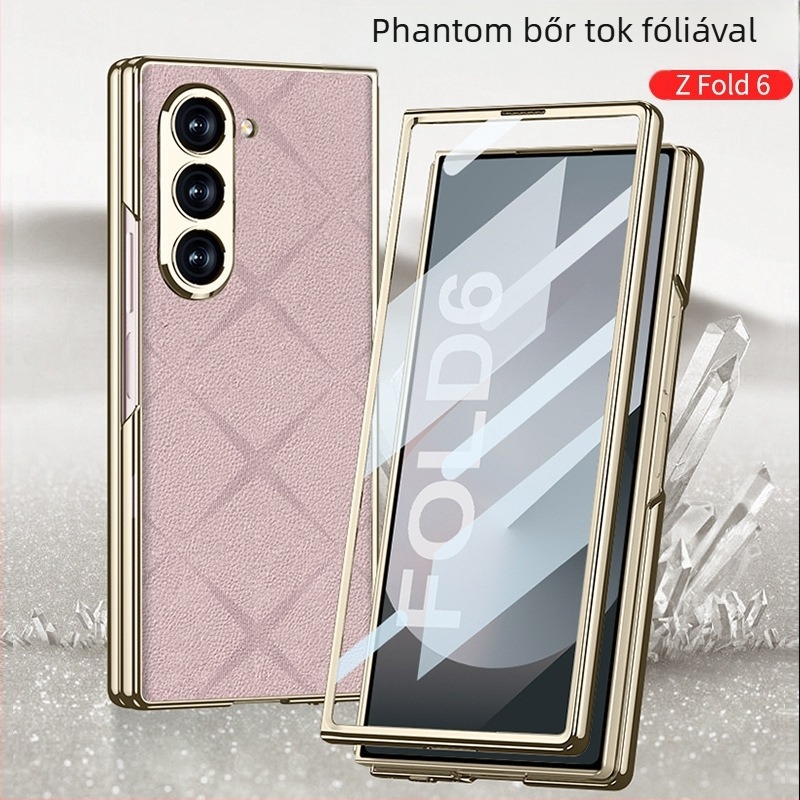 Samsung Galaxy Z Fold6 védőtok – elektroplattált műbőr, minimalist stílus, ütésálló, ujjlenyomat-mentes