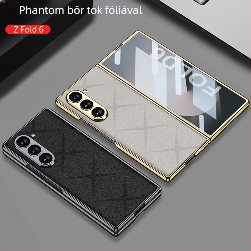 Samsung Galaxy Z Fold6 védőtok – elektroplattált műbőr, minimalist stílus, ütésálló, ujjlenyomat-mentes
