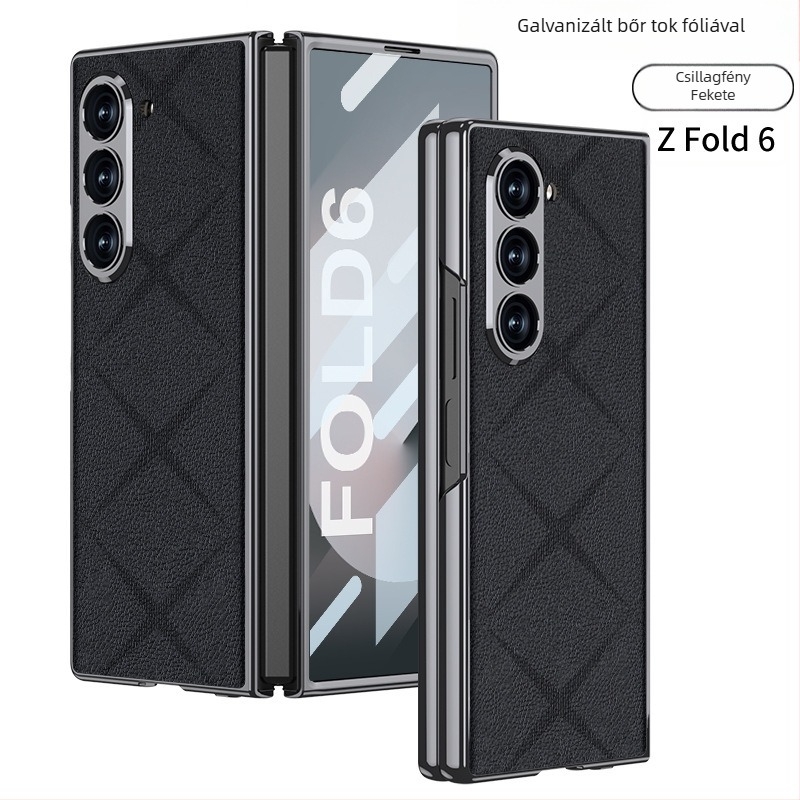Samsung Galaxy Z Fold6 védőtok – elektroplattált műbőr, minimalist stílus, ütésálló, ujjlenyomat-mentes