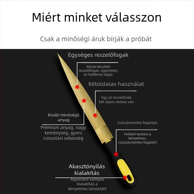 Arany színű farreszelő keményfa formázásához, finom fogú kézi reszelő, rózsafa formázó reszelő, csiszolóeszköz, kétoldalas reszelő