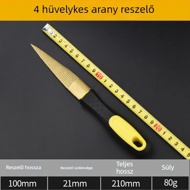 Arany színű farreszelő keményfa formázásához, finom fogú kézi reszelő, rózsafa formázó reszelő, csiszolóeszköz, kétoldalas reszelő