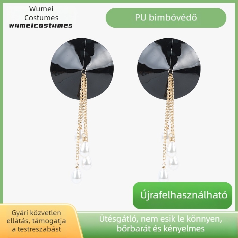 Szív alakú mellbimbó tapasz vércsepp dizájnnal, láthatatlan mellbimbó tapasz, PU bőr és gyöngy, erotikus fehérnemű kiegészítő fém díszítéssel