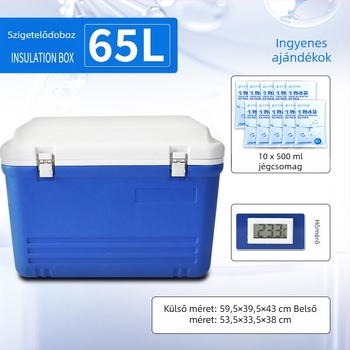 65 literes nagy kapacitású kereskedelmi szigetelt doboz kültéri használatra, hideg és meleg tartása, jég tárolás, PU habos hűtő doboz