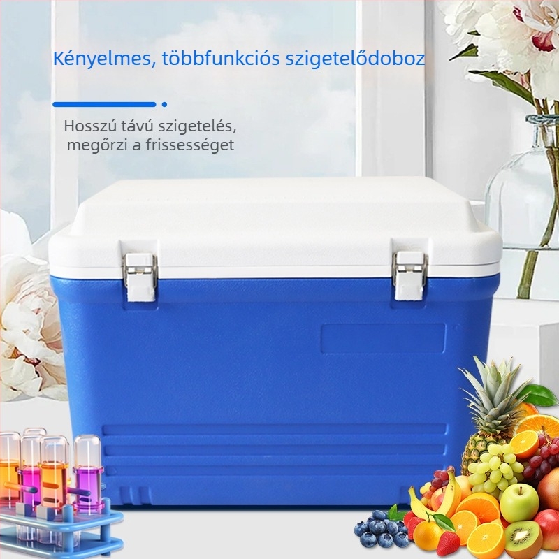 65 literes nagy kapacitású kereskedelmi szigetelt doboz kültéri használatra, hideg és meleg tartása, jég tárolás, PU habos hűtő doboz