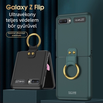 GKK tok Samsung Galaxy Z Fliphez gyűrűvel, összecsukható kialakítás, ultra vékony, F7070 és F7000 modellekhez, PC anyag, esésvédelmi