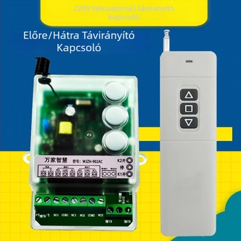 Kétutas távirányítású kapcsoló 220V-os motorhoz – vezeték nélküli előre/hátra vezérlés kézi kapcsolóval, falon át történő telepítéshez
