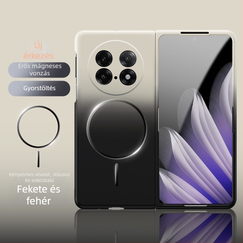 Oppo Find N5 összecsukható kijelzős védőtok gradient színű mágneses gyűrűvel, matt PC anyagból, leesés elleni védelemmel